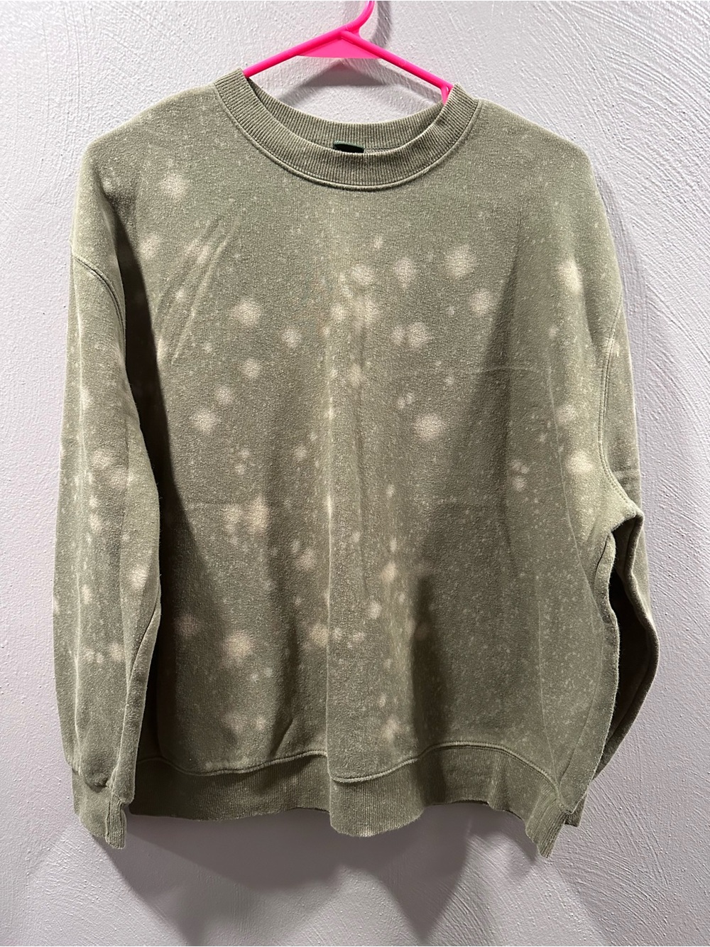 wild fable Olive Green Bleach-Spot Crewneck Sweatshirt